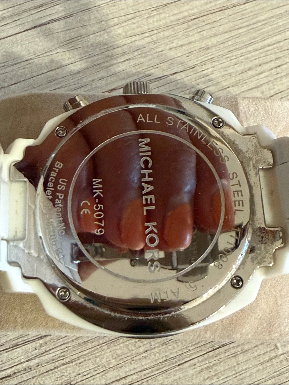 Michael Kors White and Silver Crystal-Trim Women's Chronograph Watch